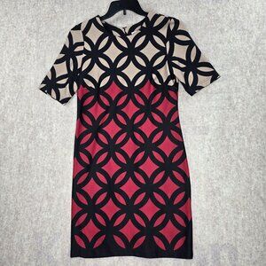 Dressbarn Womens Geometric Circle Print Shift Dress Size 8